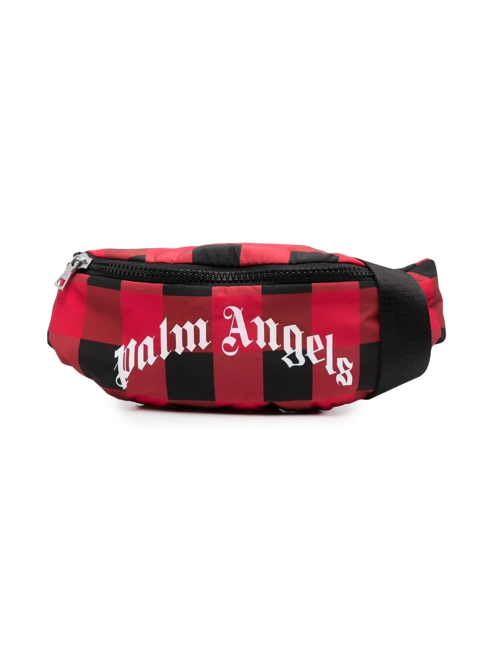 

Palm Angels Kids cangurera a cuadros con logo - Rojo