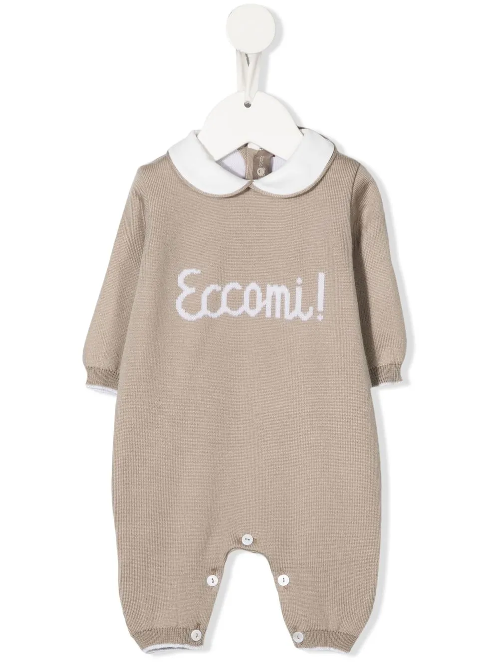 

Little Bear knitted intarsia-logo babygrow - Neutrals