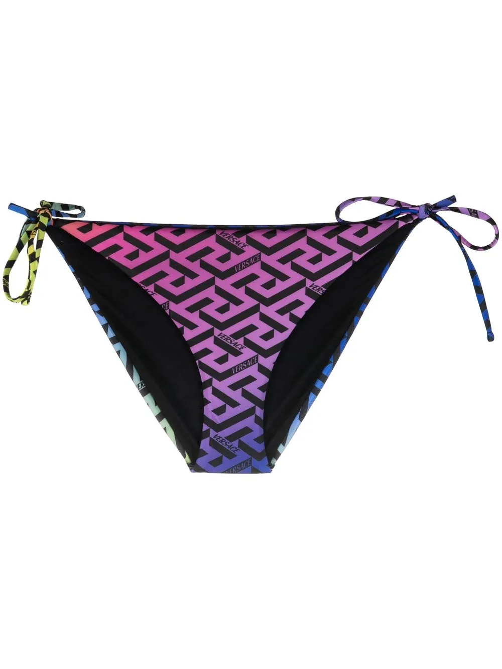 Versace monogram-print tie-fastening bikini bottoms - Blue