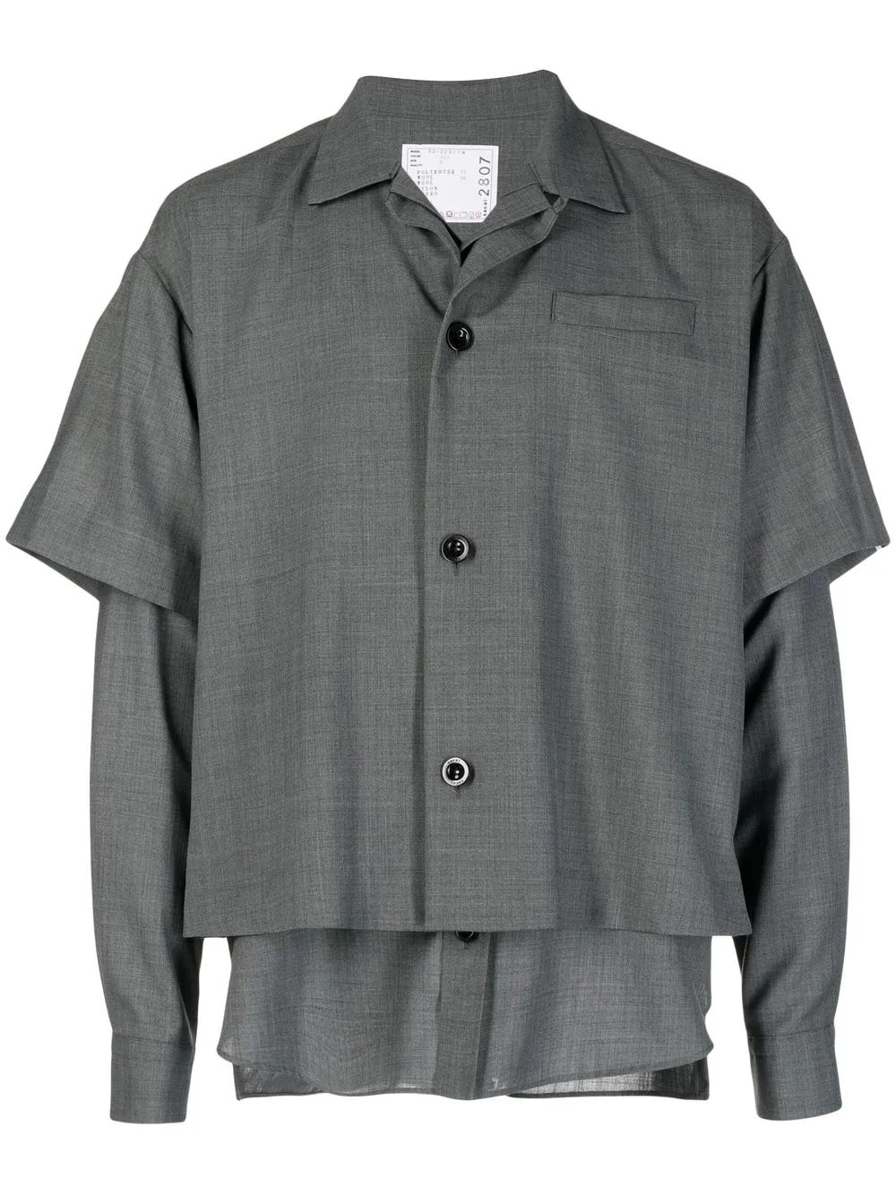 

sacai camisa con dobladillo a capa - Gris