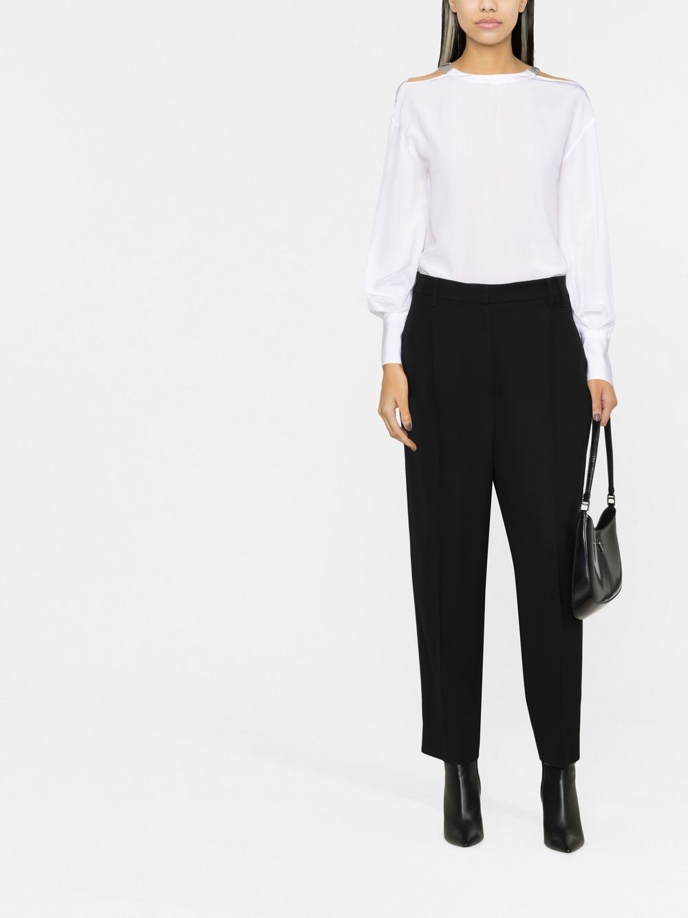 Shop Brunello Cucinelli Tapered Cropped Trousers In Black