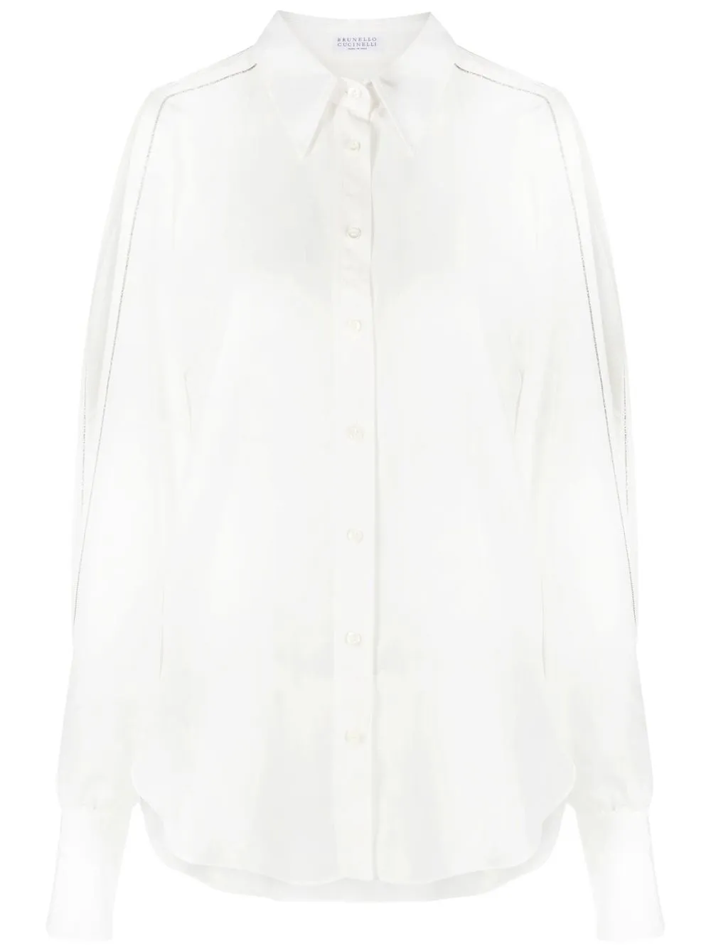 

Brunello Cucinelli camisa de seda manga larga - Blanco