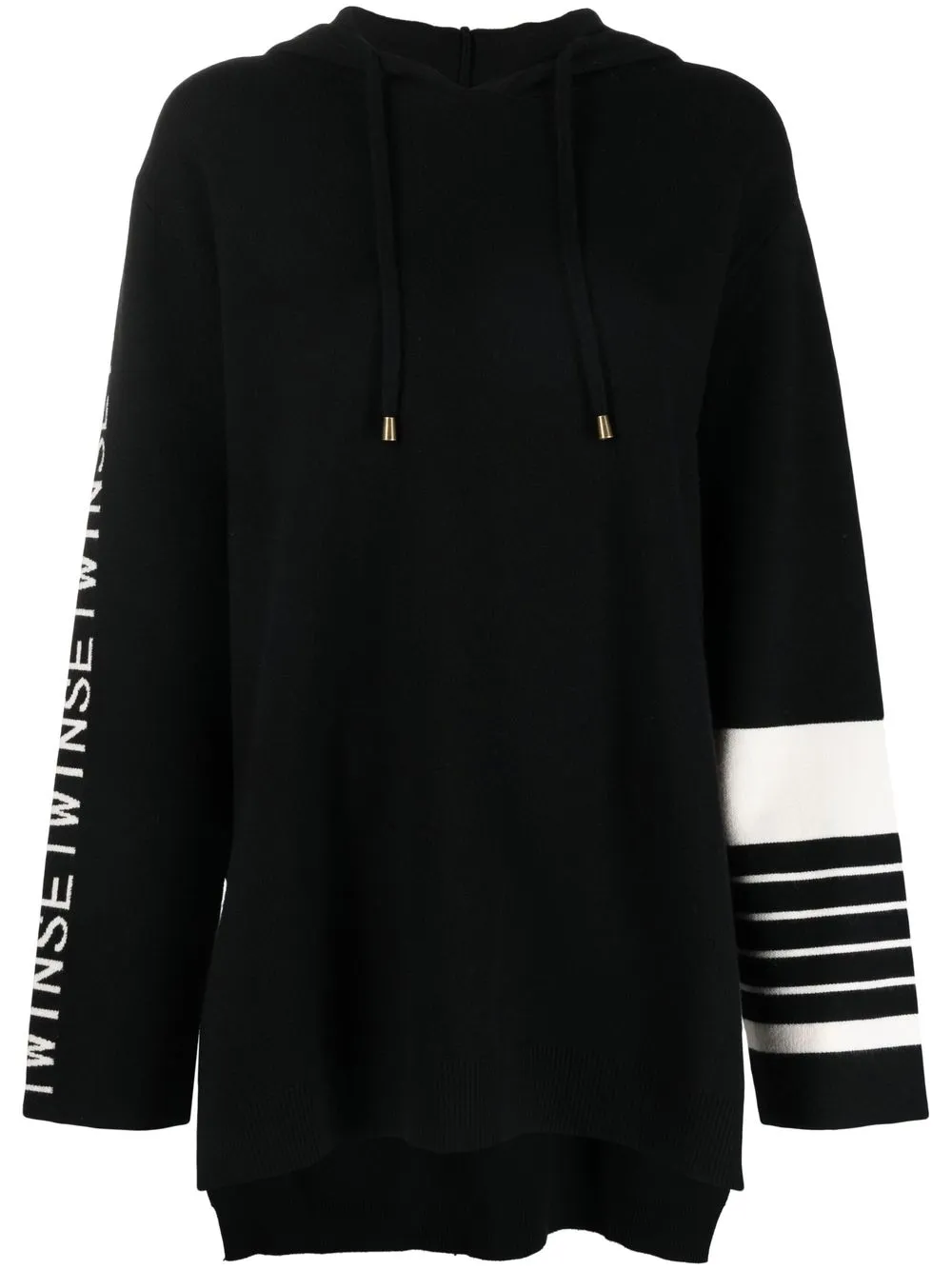 

TWINSET hoodie con ribete del logo y cierre - Negro