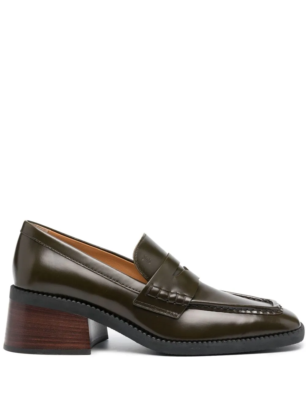 

Tod's 60mm square-toe leather loafers - Green