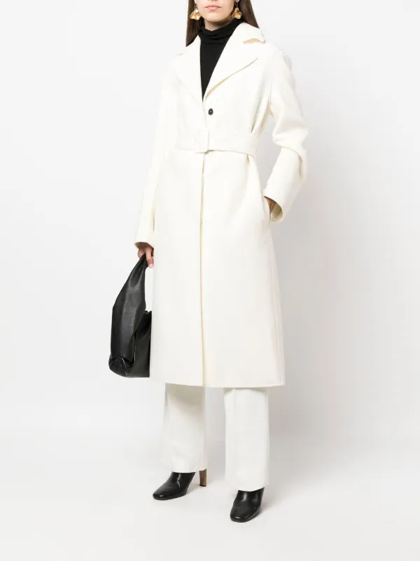 Jil Sander Belted single-breasted Coat | White | FARFETCH JO