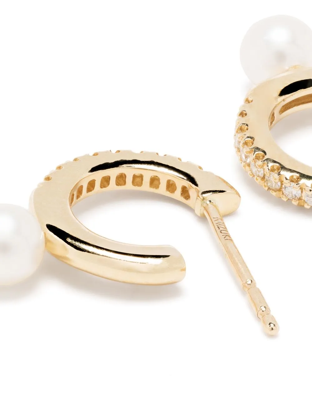 Shop Mizuki 14kt Yellow Gold Diamond Pearl Hoop Earrings