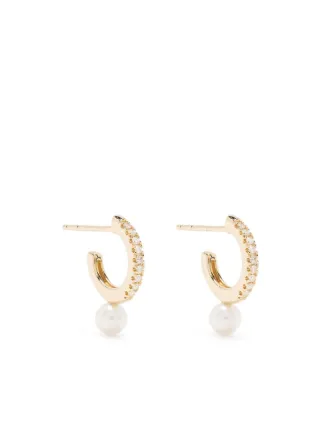 Mizuki パール＆ダイヤモンド フープピアス 14Kイエローゴールド 