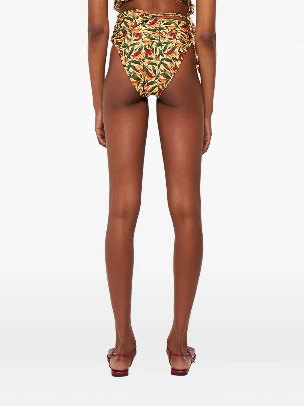 Agua By Agua Bendita Floral-print High-waisted Bikini Bottom In Multi