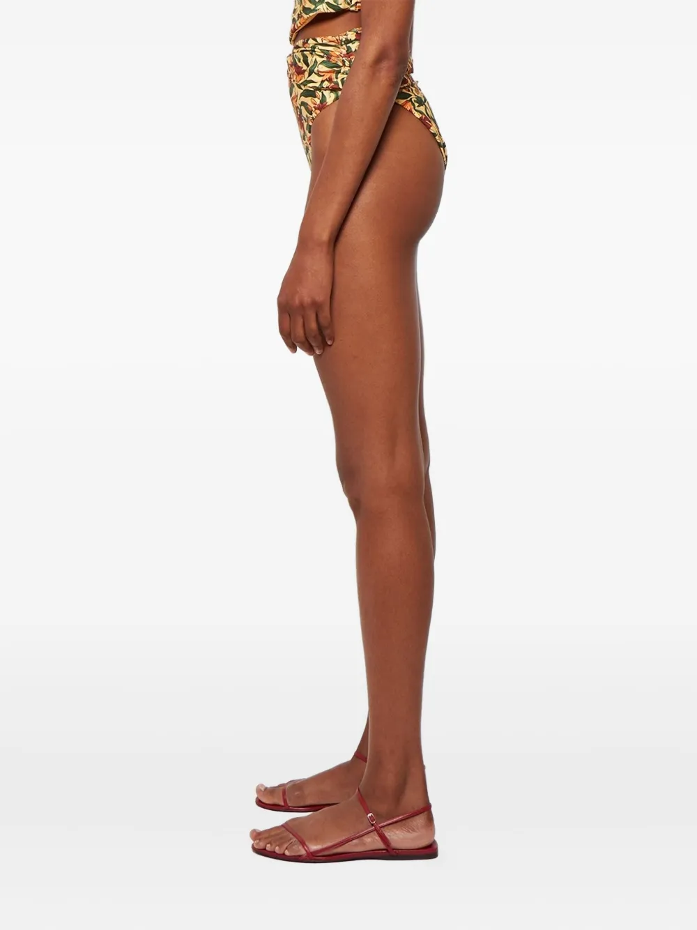 Agua By Agua Bendita Floral-print High-waisted Bikini Bottom In Multi