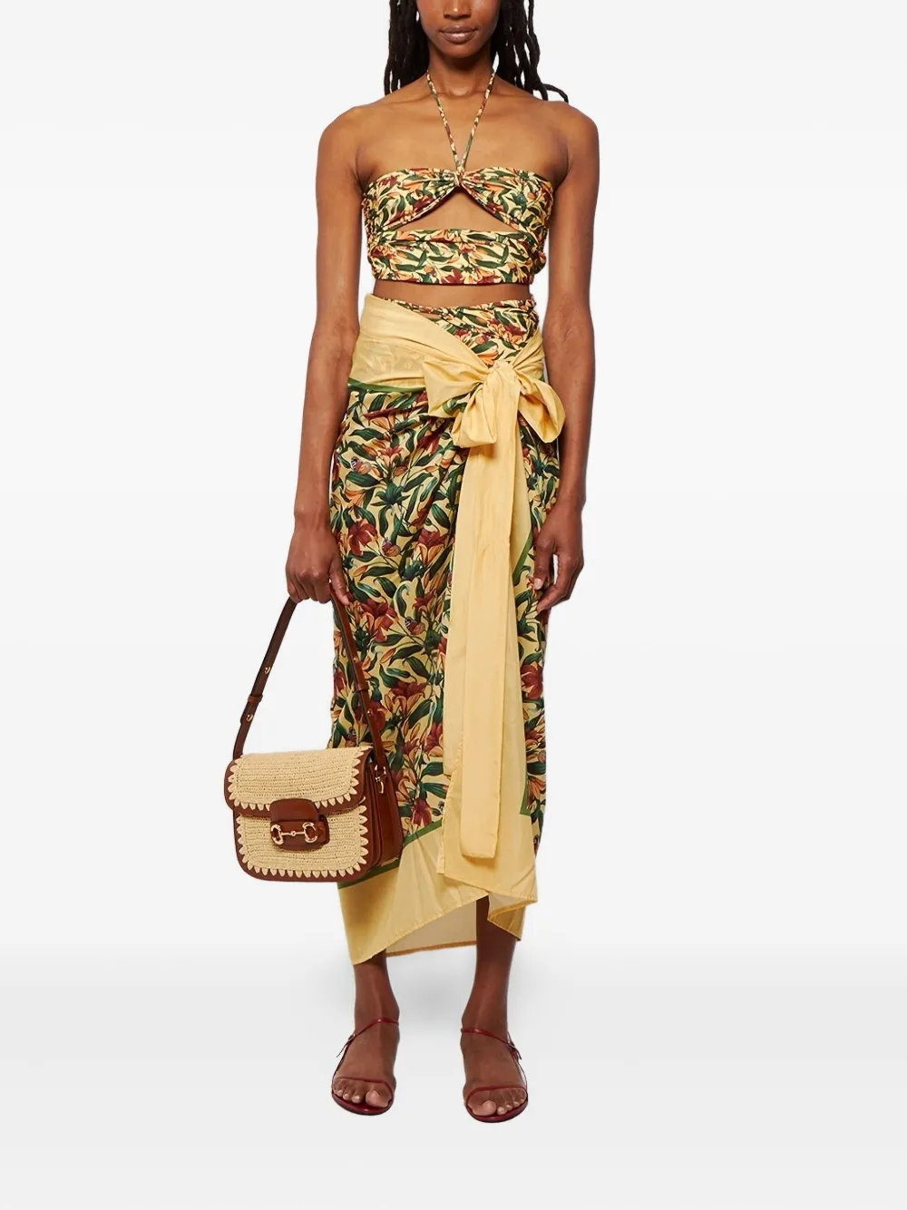 Agua By Agua Bendita Floral-print High-waisted Bikini Bottom In Multi