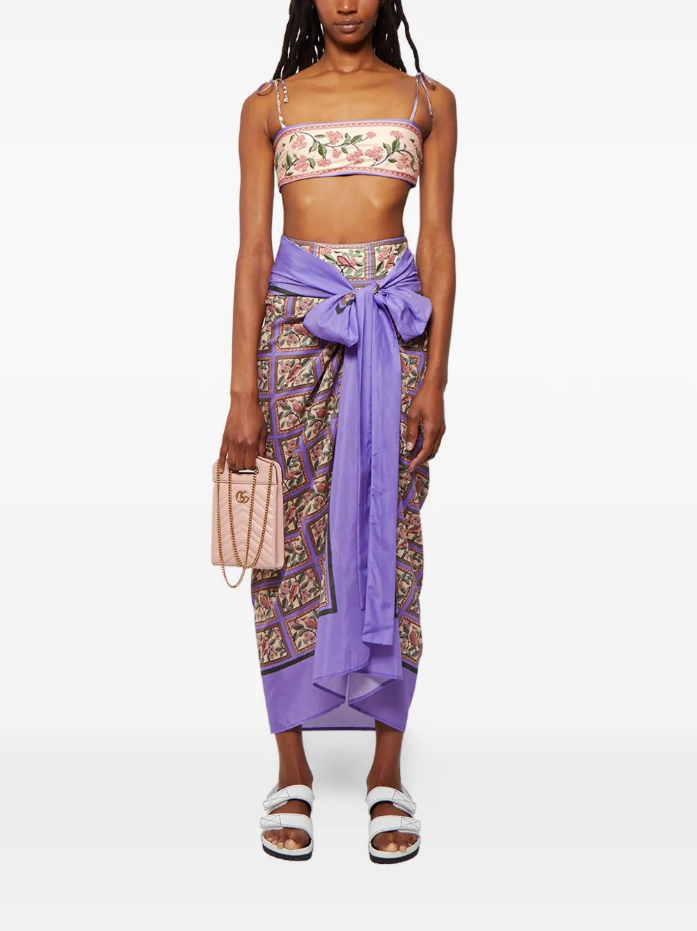 Agua By Agua Bendita Primavera Floral Bikini Top In Neutral