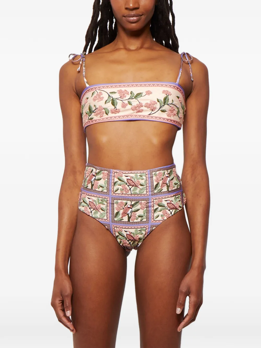 Agua By Agua Bendita Primavera Floral Bikini Top In Neutral