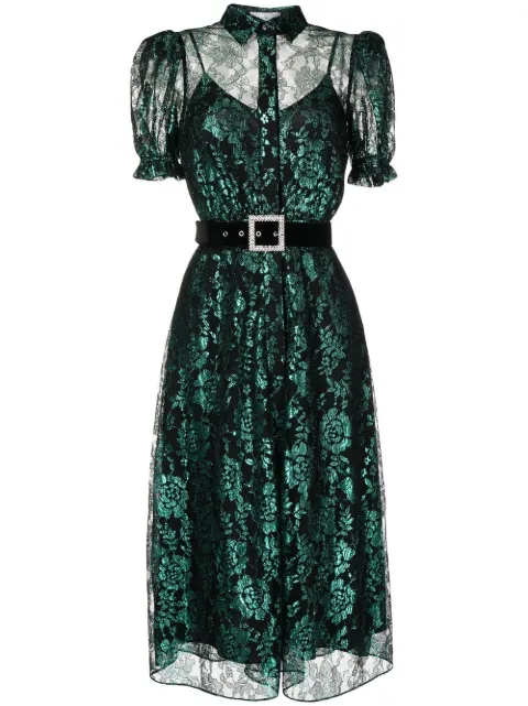 Pixie lace-overlay midi dress
