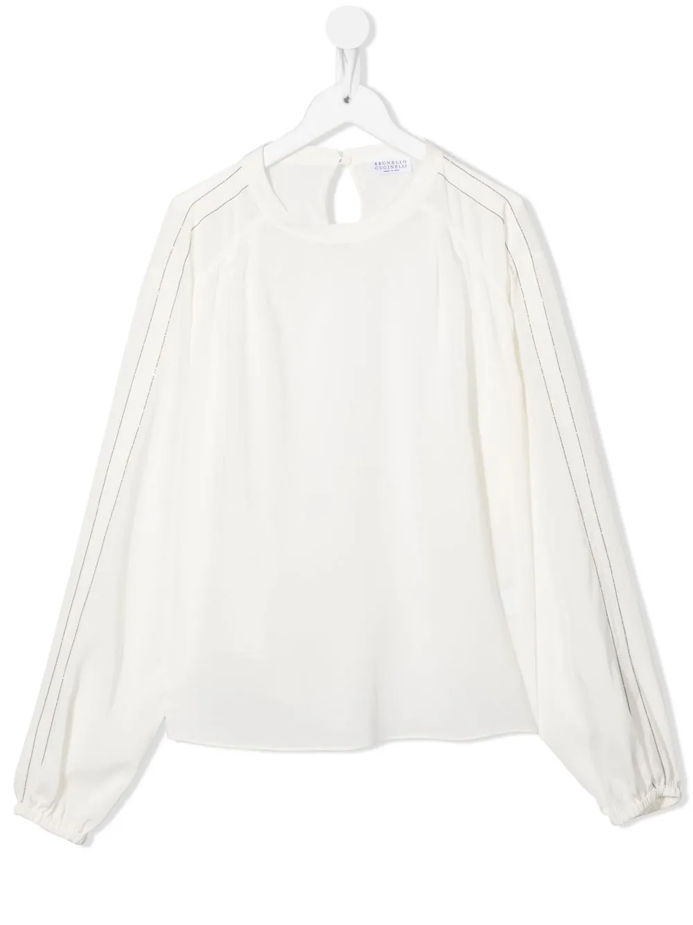 

Brunello Cucinelli Kids top de seda con apliques - Blanco