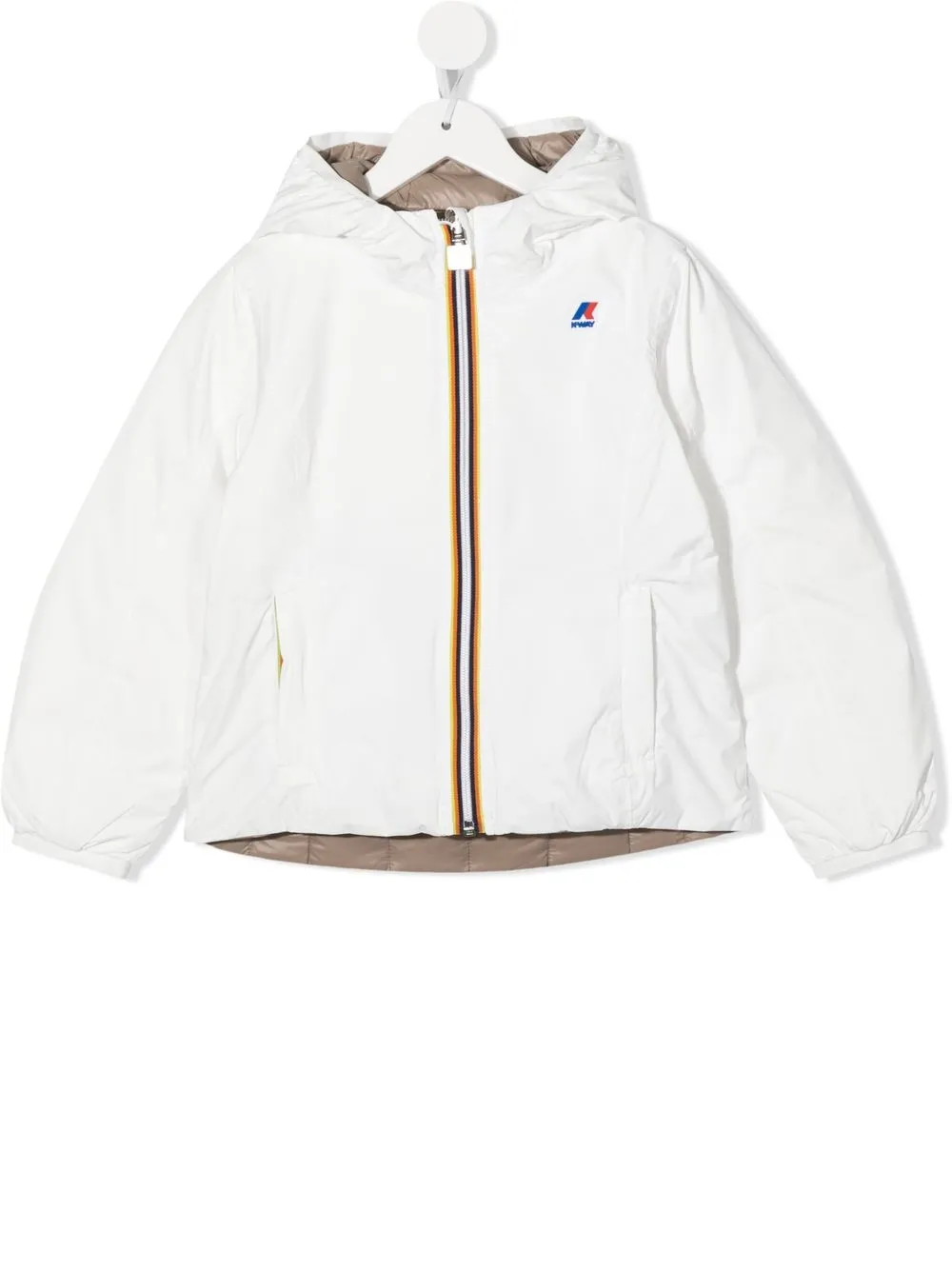 

K Way Kids logo-patch reversible padded jacket - White