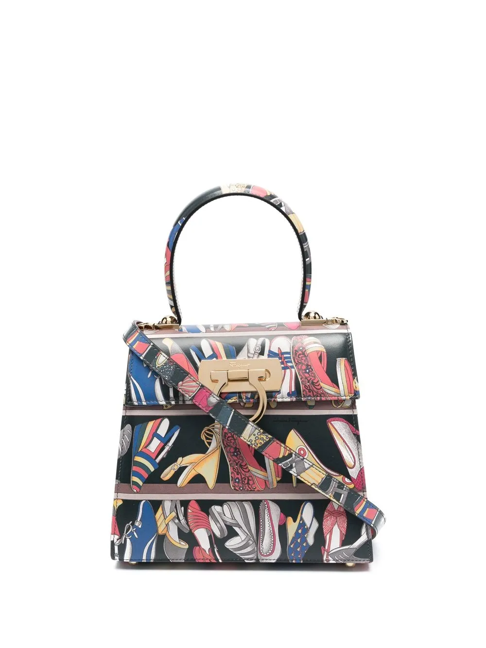 

Salvatore Ferragamo tote con estampado gráfico - Negro