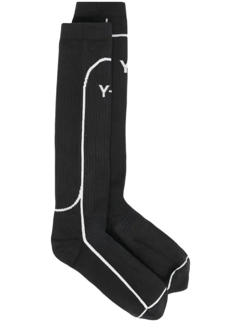 Y-3 logo-intarsia knee socks