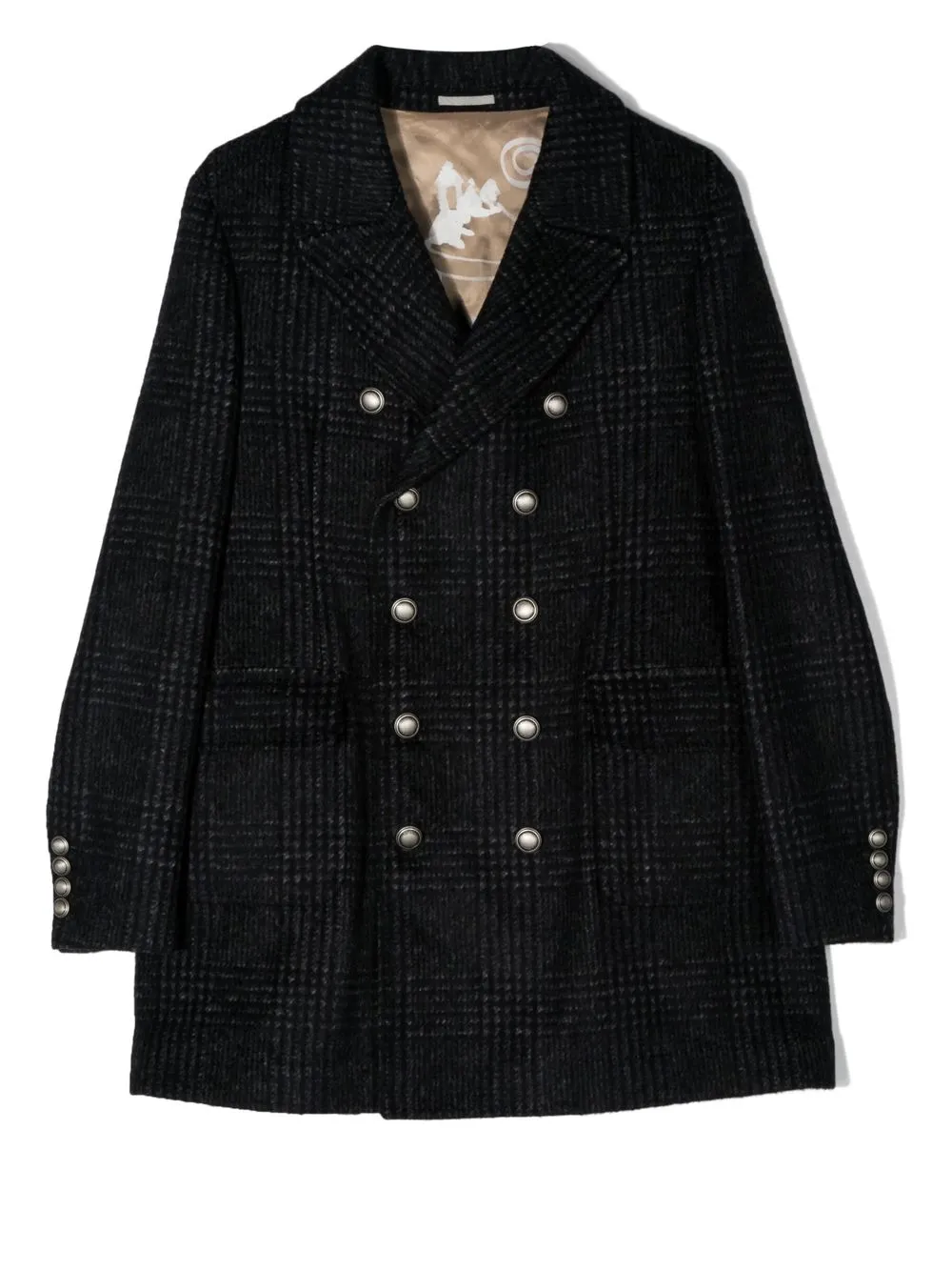 

Brunello Cucinelli Kids abrigo con doble botonadura - Azul
