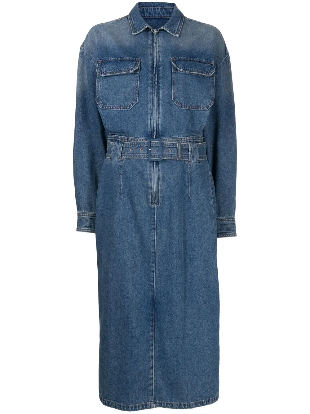 

Juun.J belted-waist denim dress - Blue