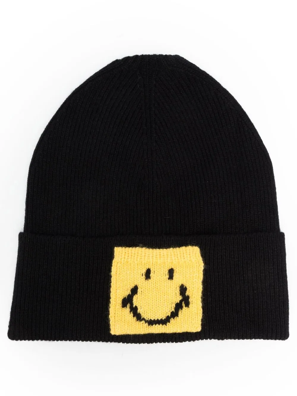 

Joshua Sanders Smiley-patch ribbed beanie - Black