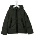 Stone Island Junior logo-patch hooded puffer jacket - Green