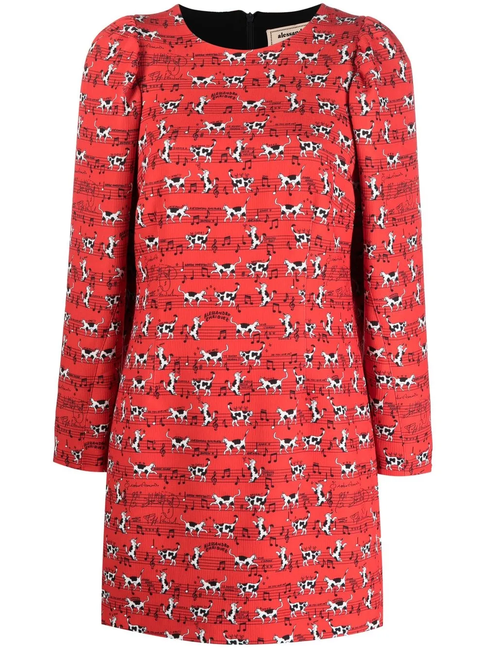 

alessandro enriquez graphic-print long-sleeve dress - Red