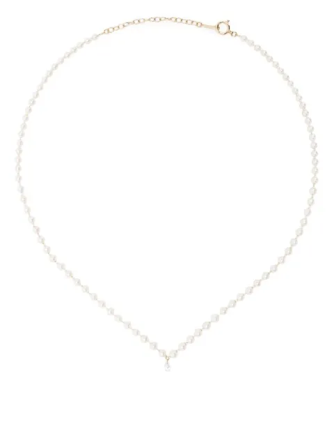 Mizuki 14kt yellow gold Akoya pearl diamond necklace