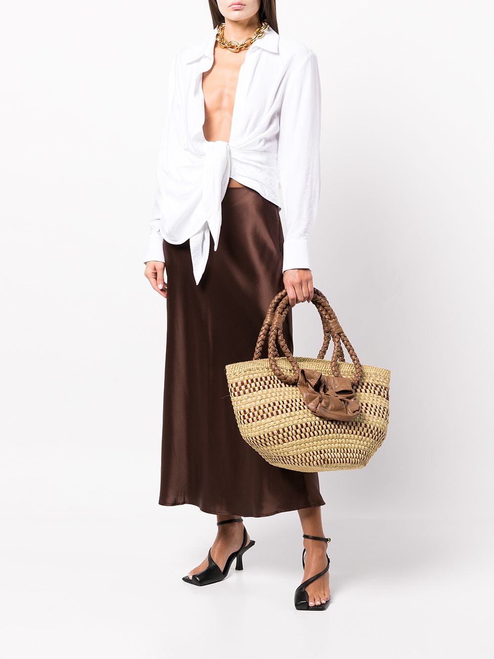 Johanna Ortiz Geweven shopper - Beige