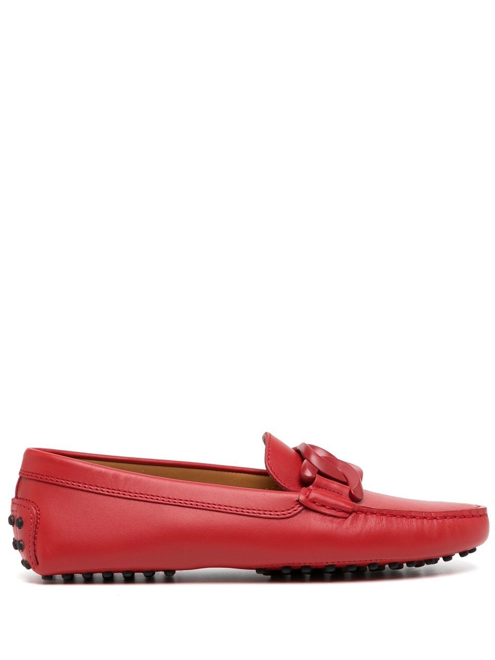 Red Padlock-charm leather loafers Farfetch Women Shoes Flat Shoes Loafers 
