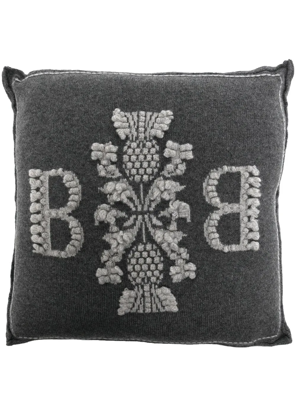 

Barrie embroidered-logo cashmere cushion - Grey