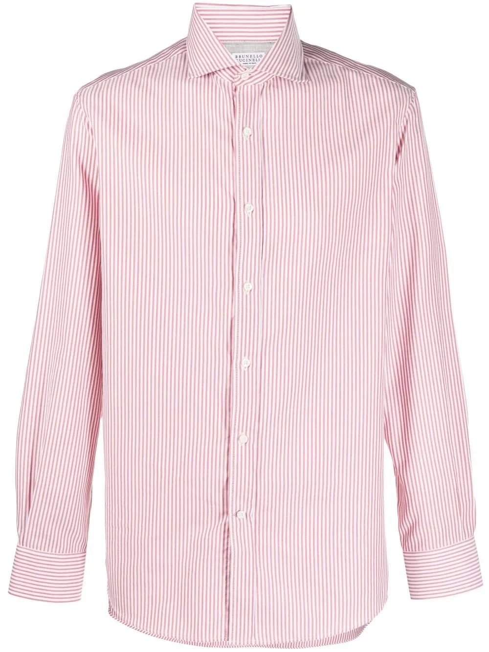 

Brunello Cucinelli camisa con rayas estampadas y con cuello italiano - Rojo