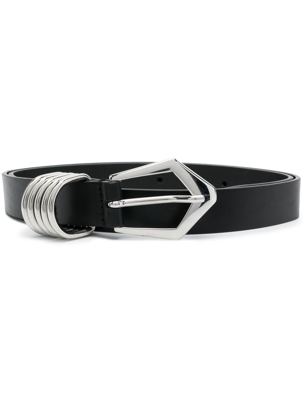 pointed-buckle leather belt