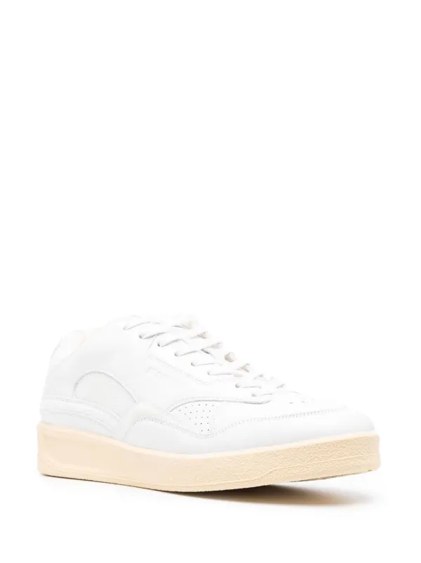 JIL SANDER ホワイト スニーカー/35 Jil Sander Panelled low-top Leather Sneakers | White | FARFETCH