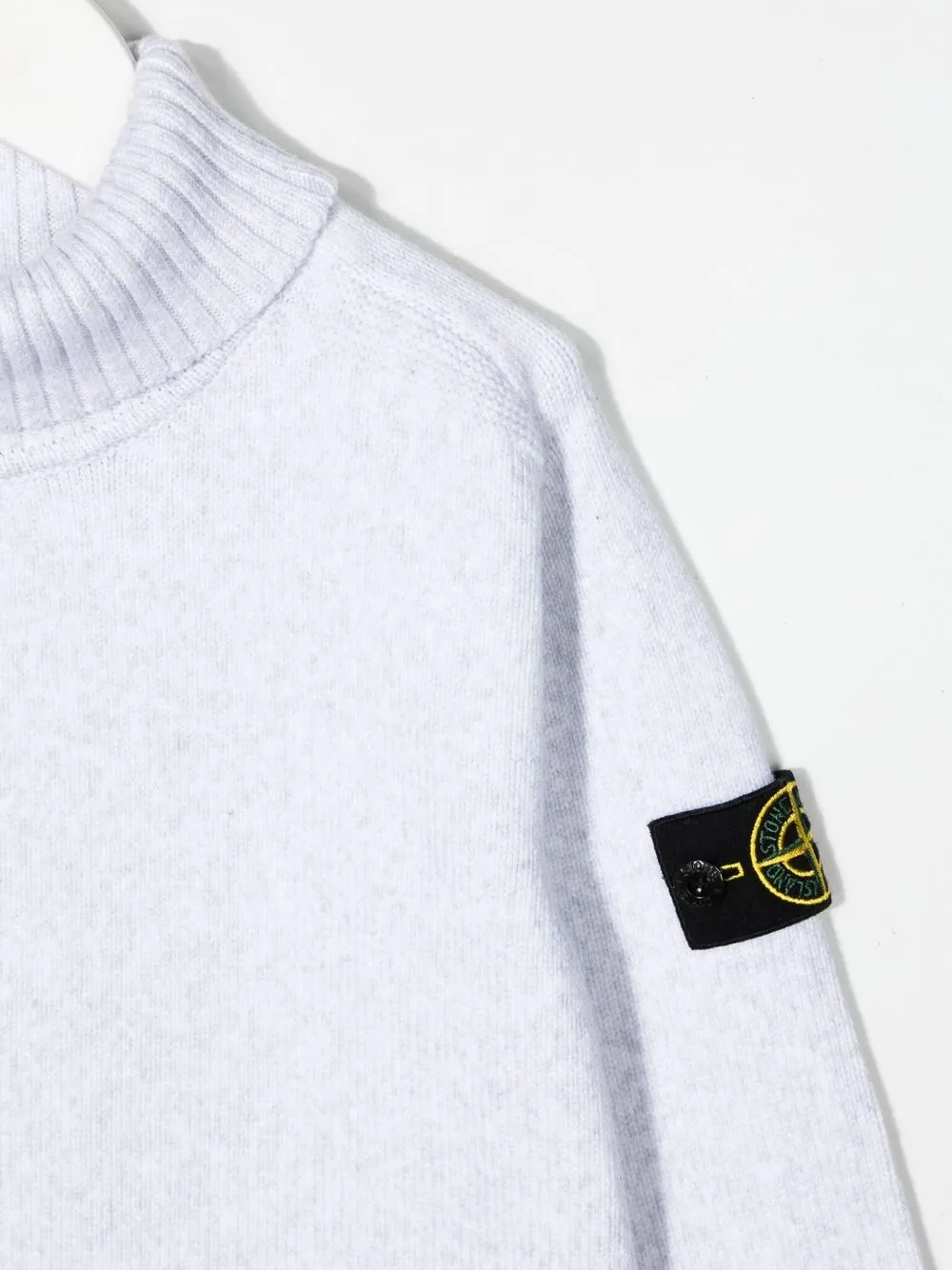  Stone Island Junior Rollkragenpullover Mit Kompass Patch   Grau 