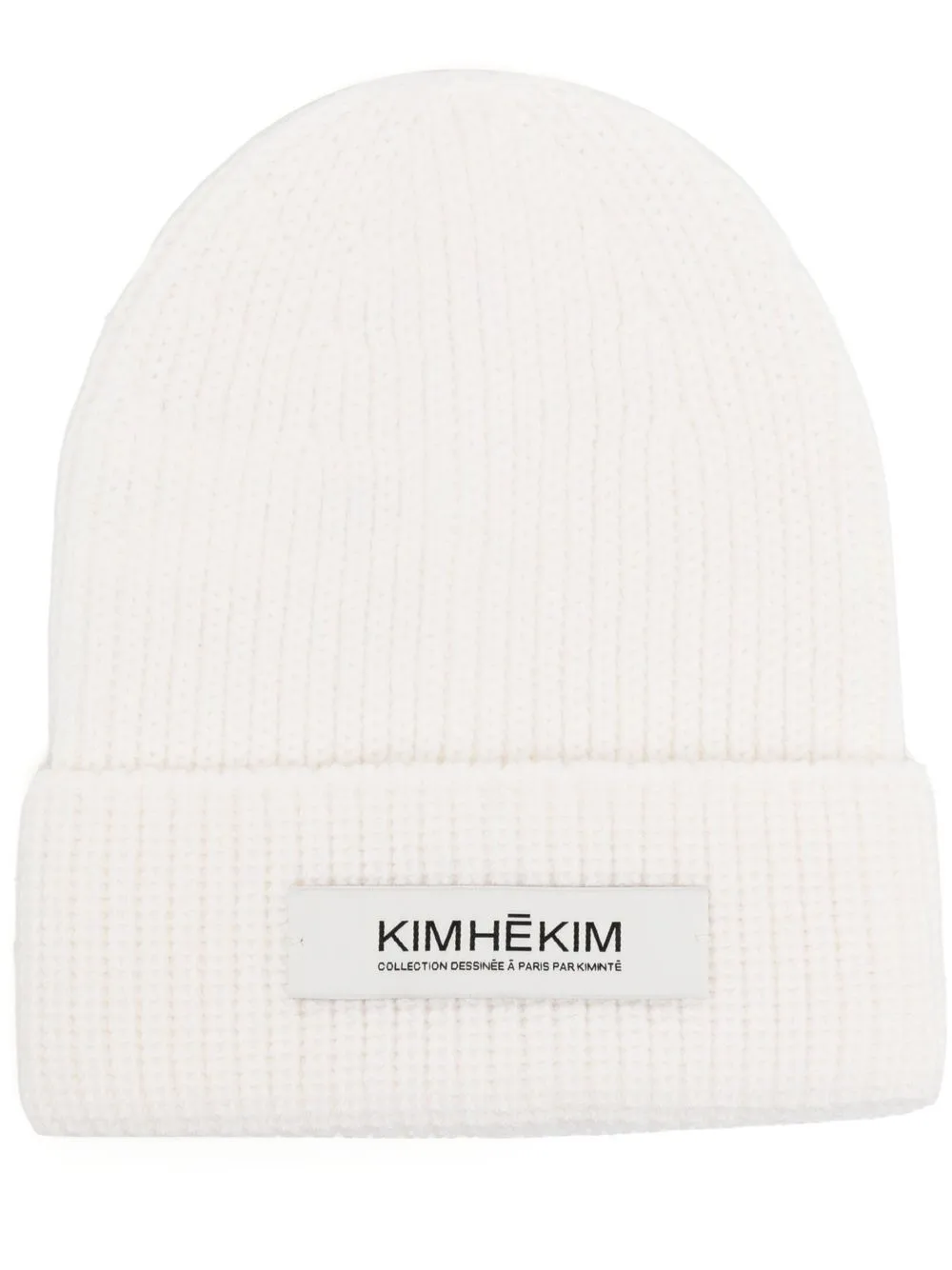 

Kimhekim gorro tejido de canalé con parche del logo - Blanco