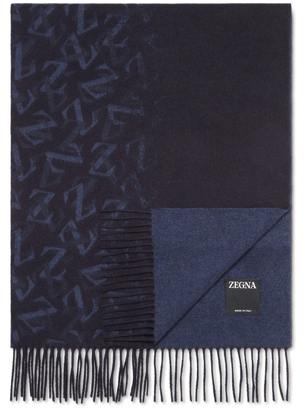 

Zegna mascada de seda con monograma estampado - Azul