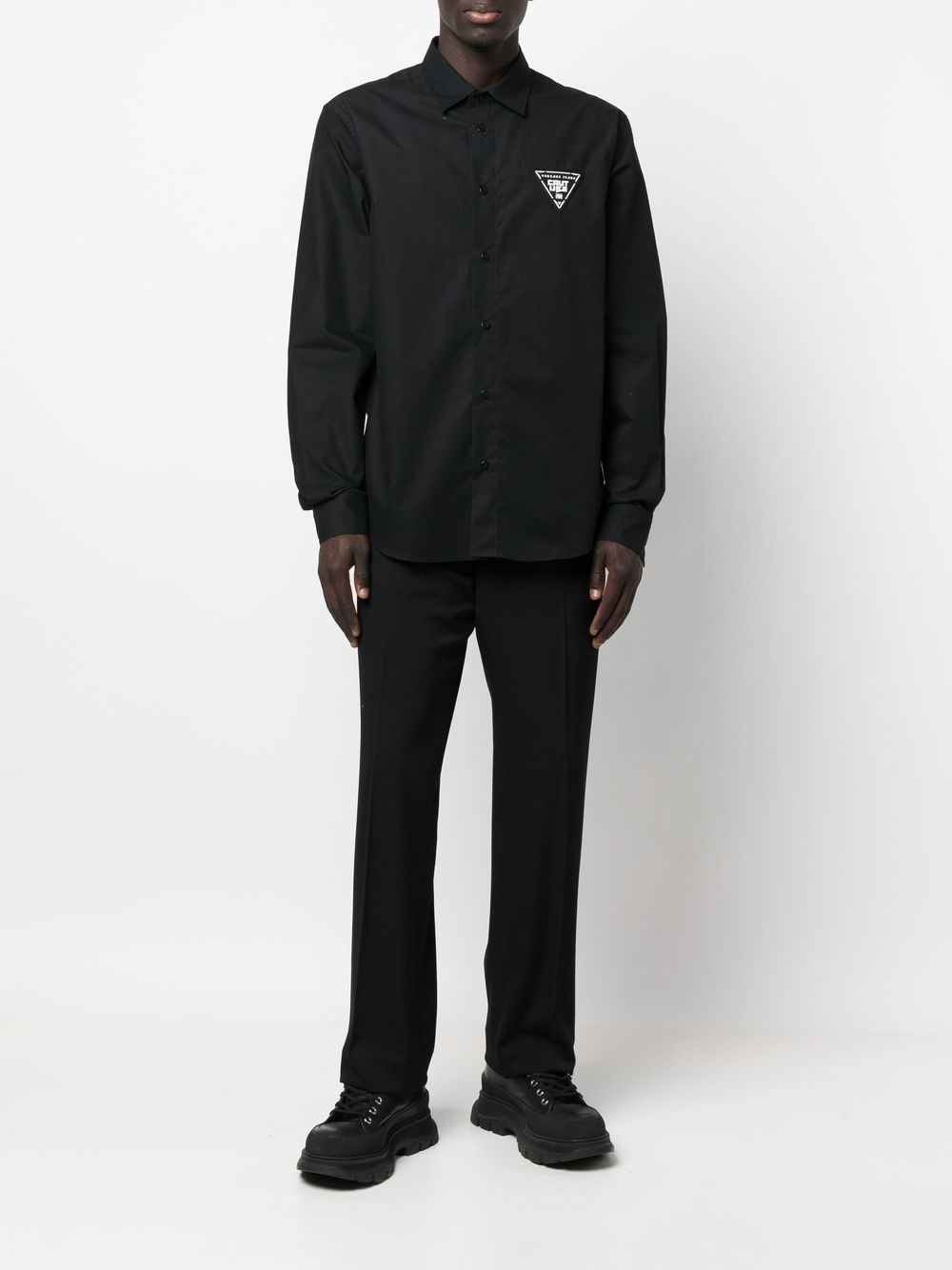 Versace Jeans Couture Overhemd met logo - Zwart
