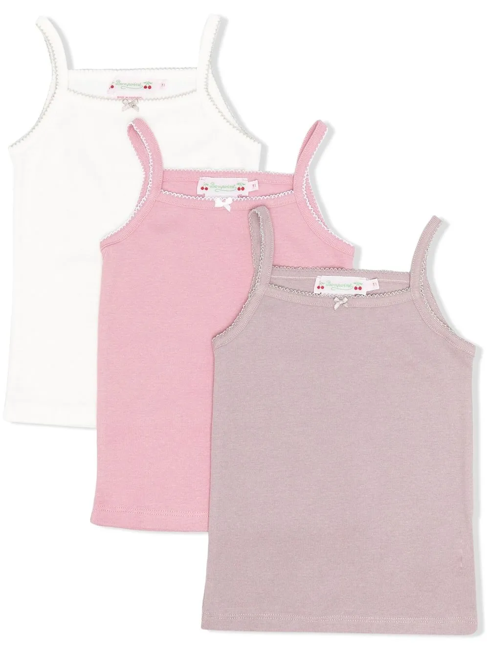 

Bonpoint pack de tres playeras con detalle de lazo - Rosado