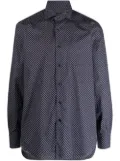 Barba geometric micro-pattern shirt - Blue