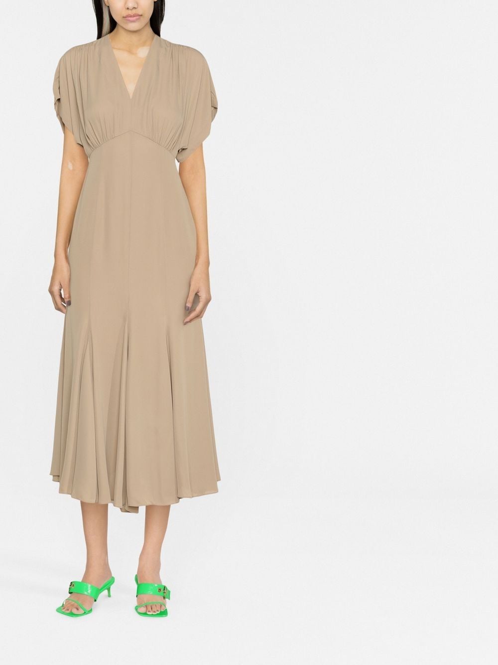 Theory Draped V-Neck Midi Dress - Farfetch