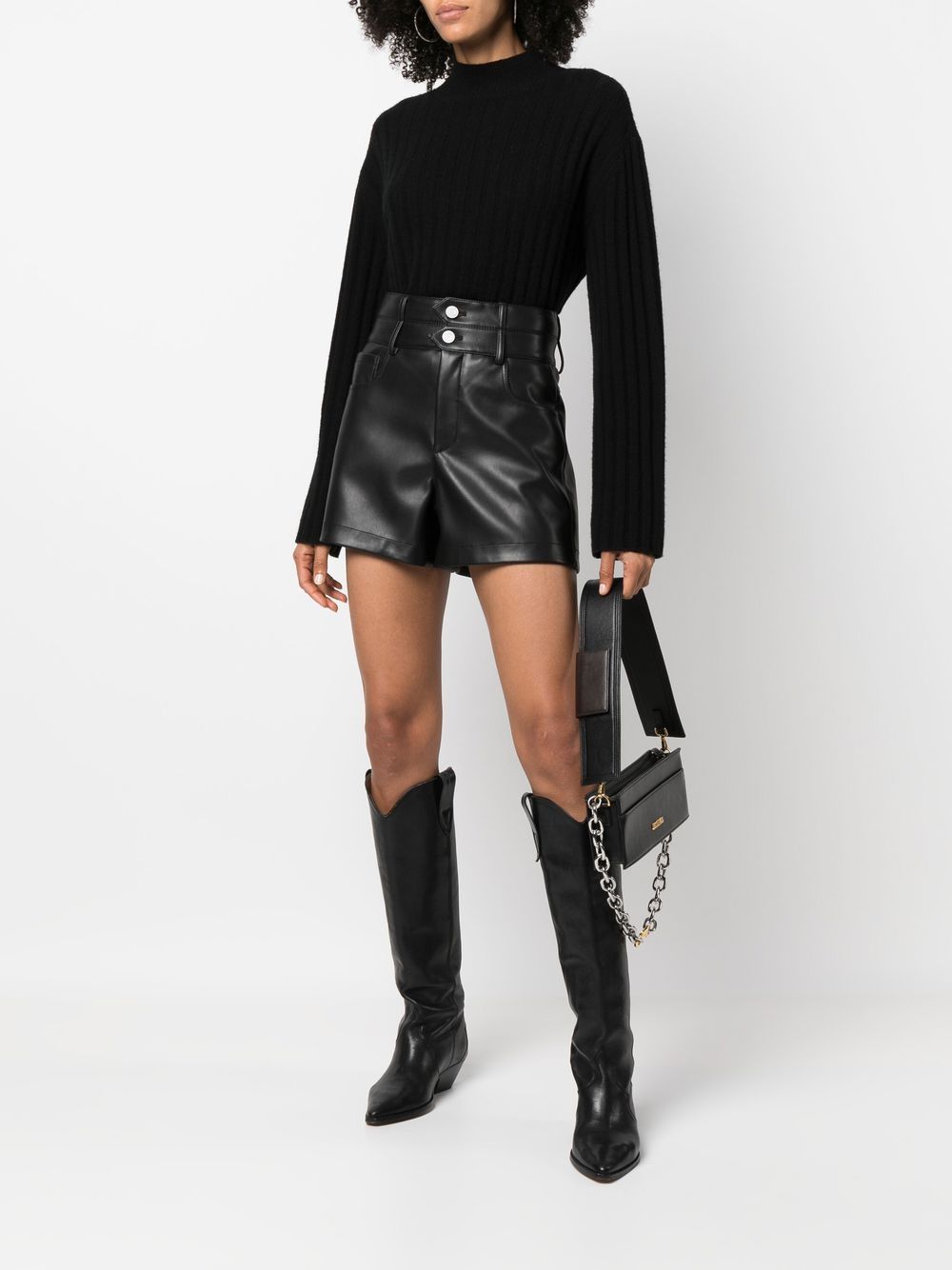 Philosophy Di Lorenzo Serafini high-waisted Faux Leather Shorts - Farfetch