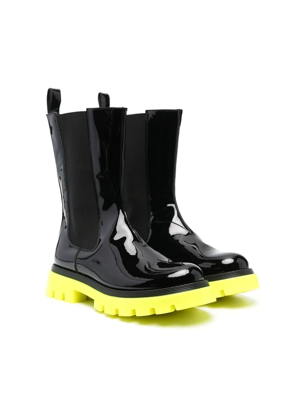 

Balmain Kids colour-block patent pull-on boots - Black