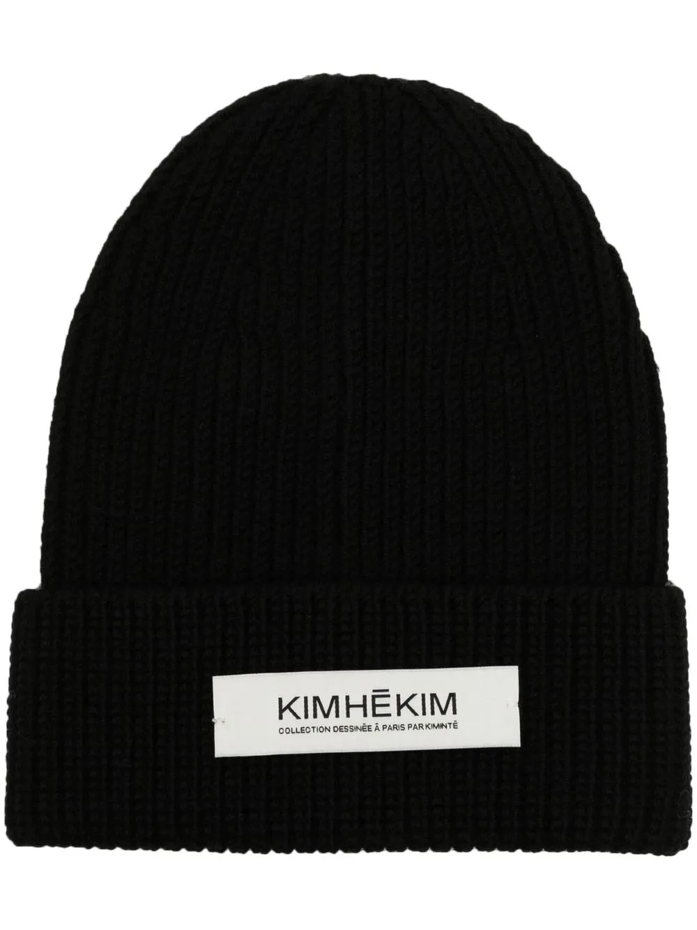 

Kimhekim gorro tejido de canalé con parche del logo - Negro