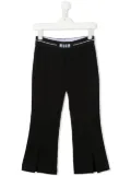 MSGM Kids logo-waist flared jersey trousers - Blue
