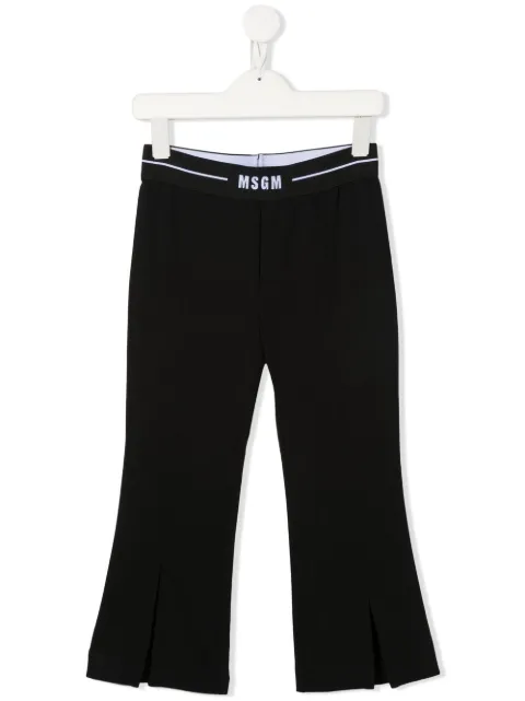 MSGM Kids pantalones acampanados con logo en la pretina