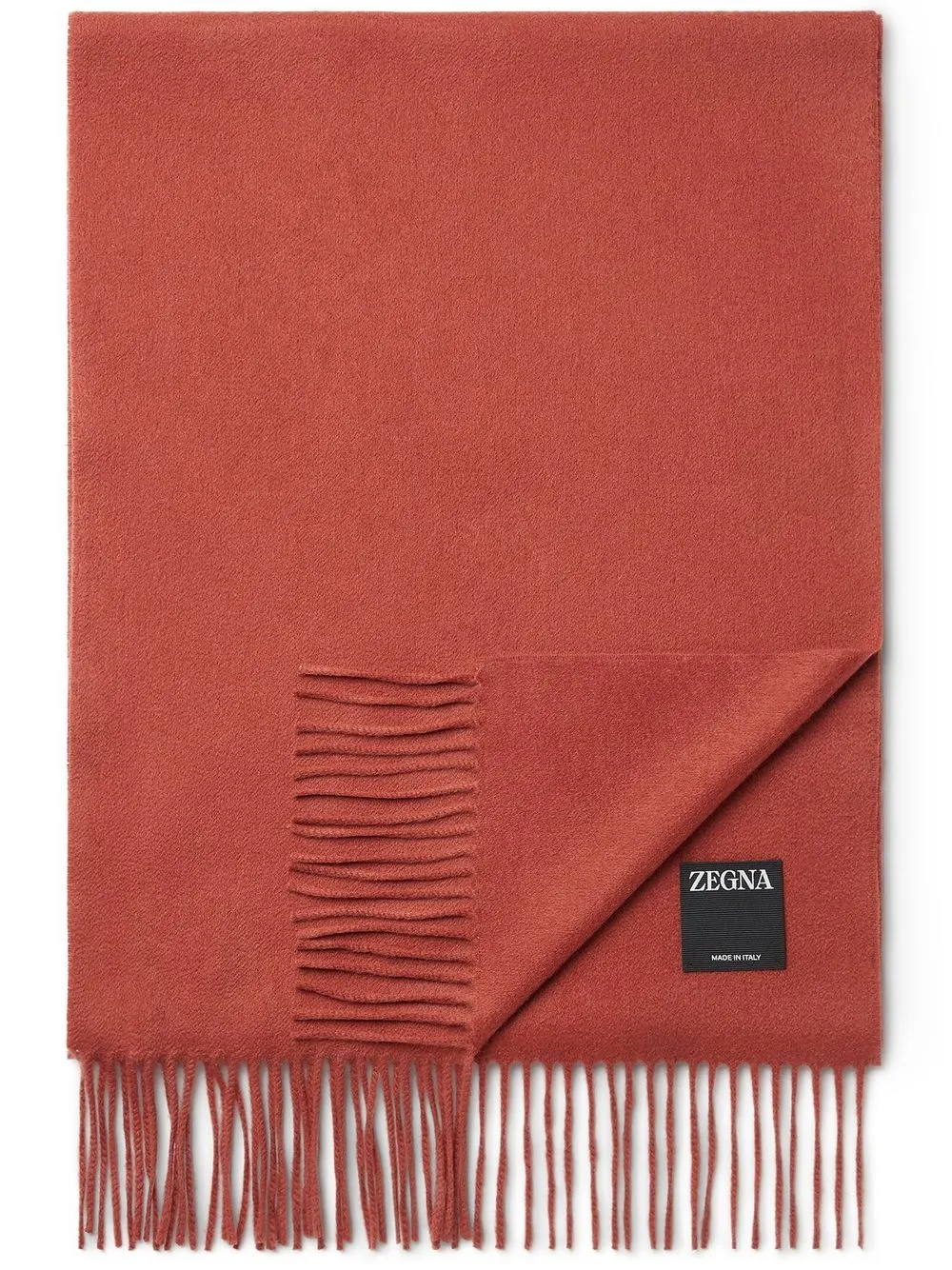 

Zegna mascada de cachemira con ribete deshilachado - Rojo