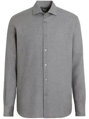 Zegna スプレッドカラー シャツ | グレー | FARFETCH JP