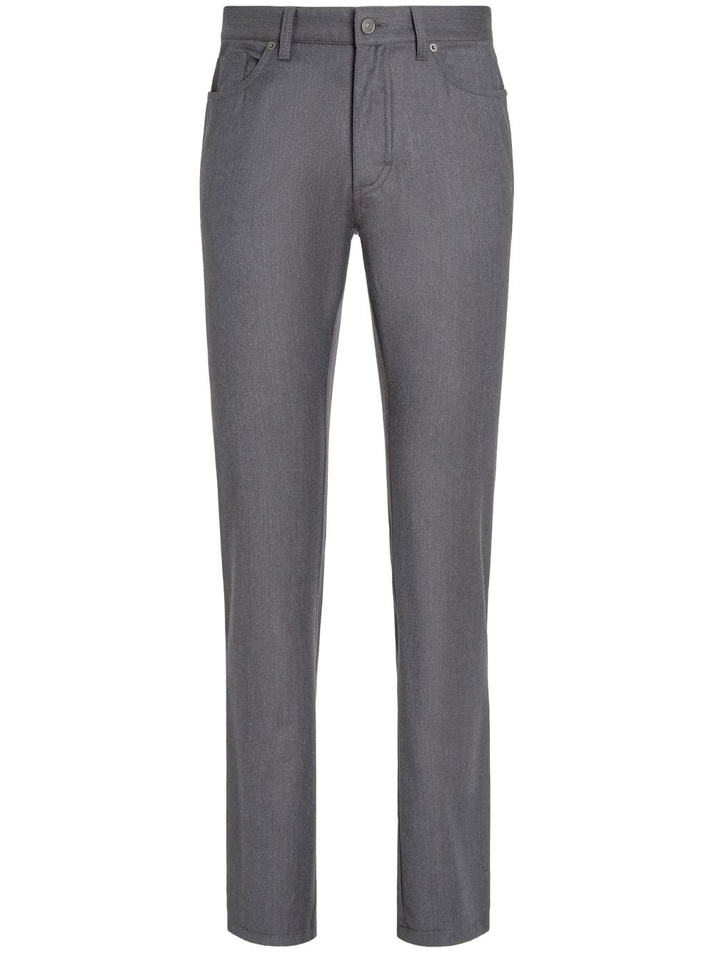 Zegna Straight-leg Wool Trousers In Grey