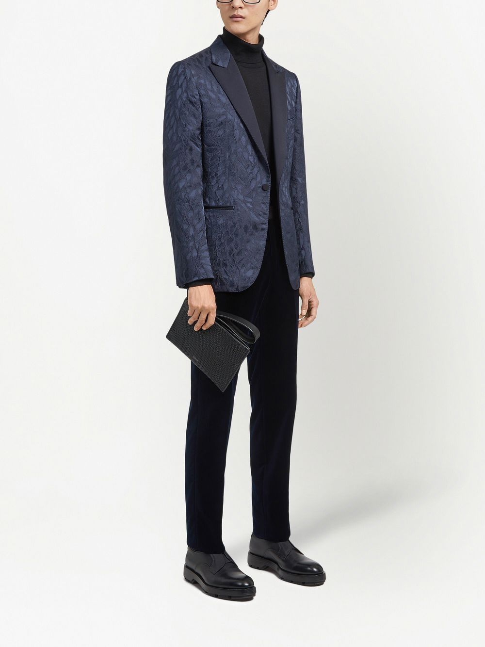 Zegna Colbert met jacquard - Blauw