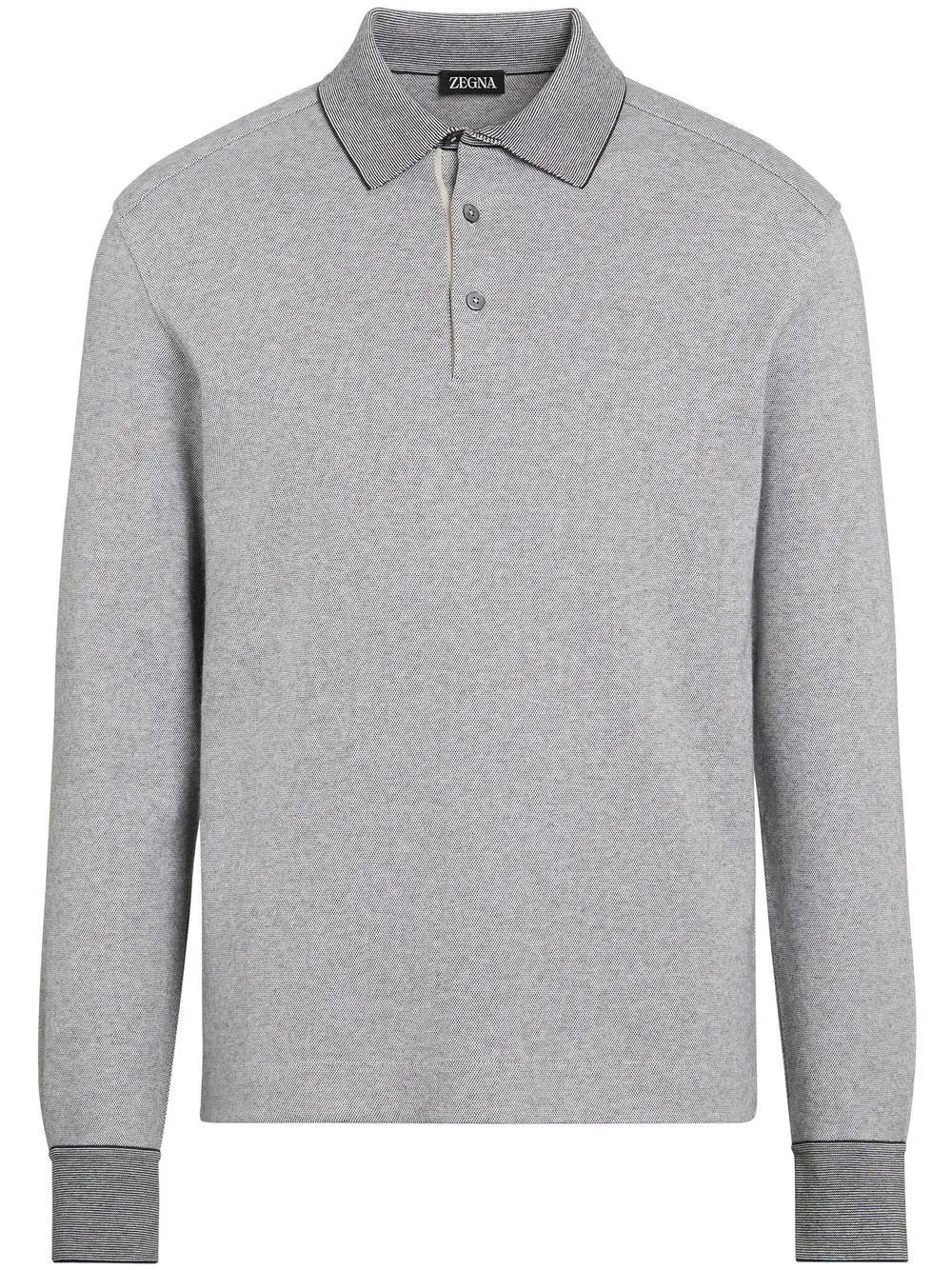 

Zegna playera tipo polo manga larga - Gris